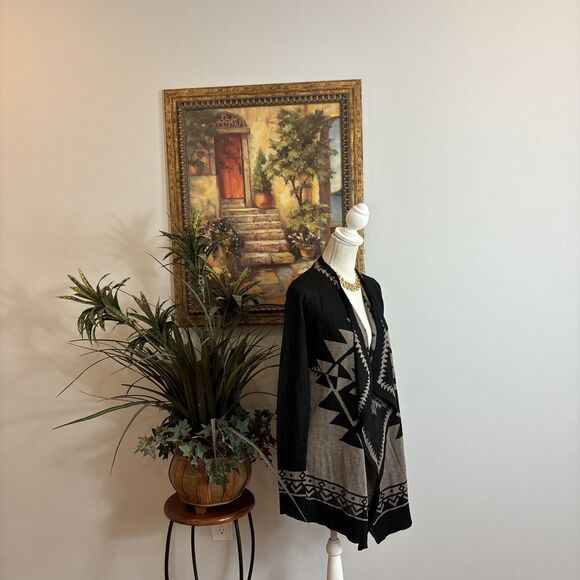 Staccato Woman S Cardigan Tribal Aztec Southwest Southern Boho Long Sleeve Open - Picture 5 of 11